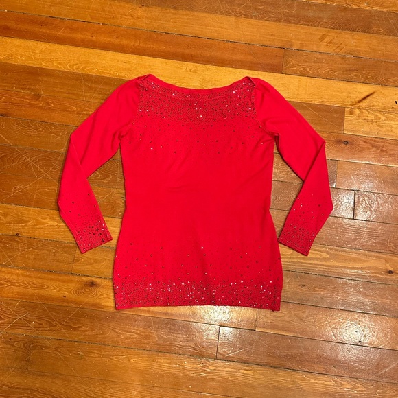 Olivers Vibrant Red Boatneck antique gold rhinestone embellished Knit Top - Picture 3 of 7